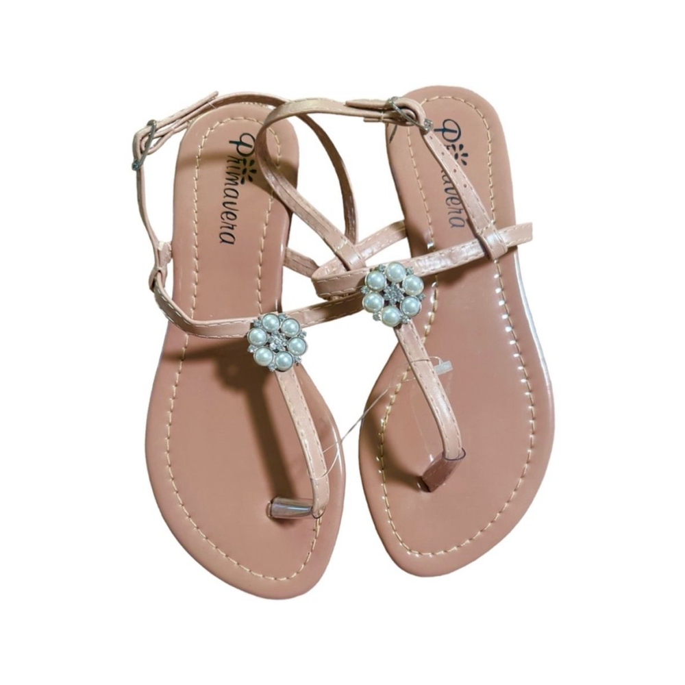 Women's Embellished Rhinestone/Pearl Sandals Shoes Slipon Casual Round Open Toe